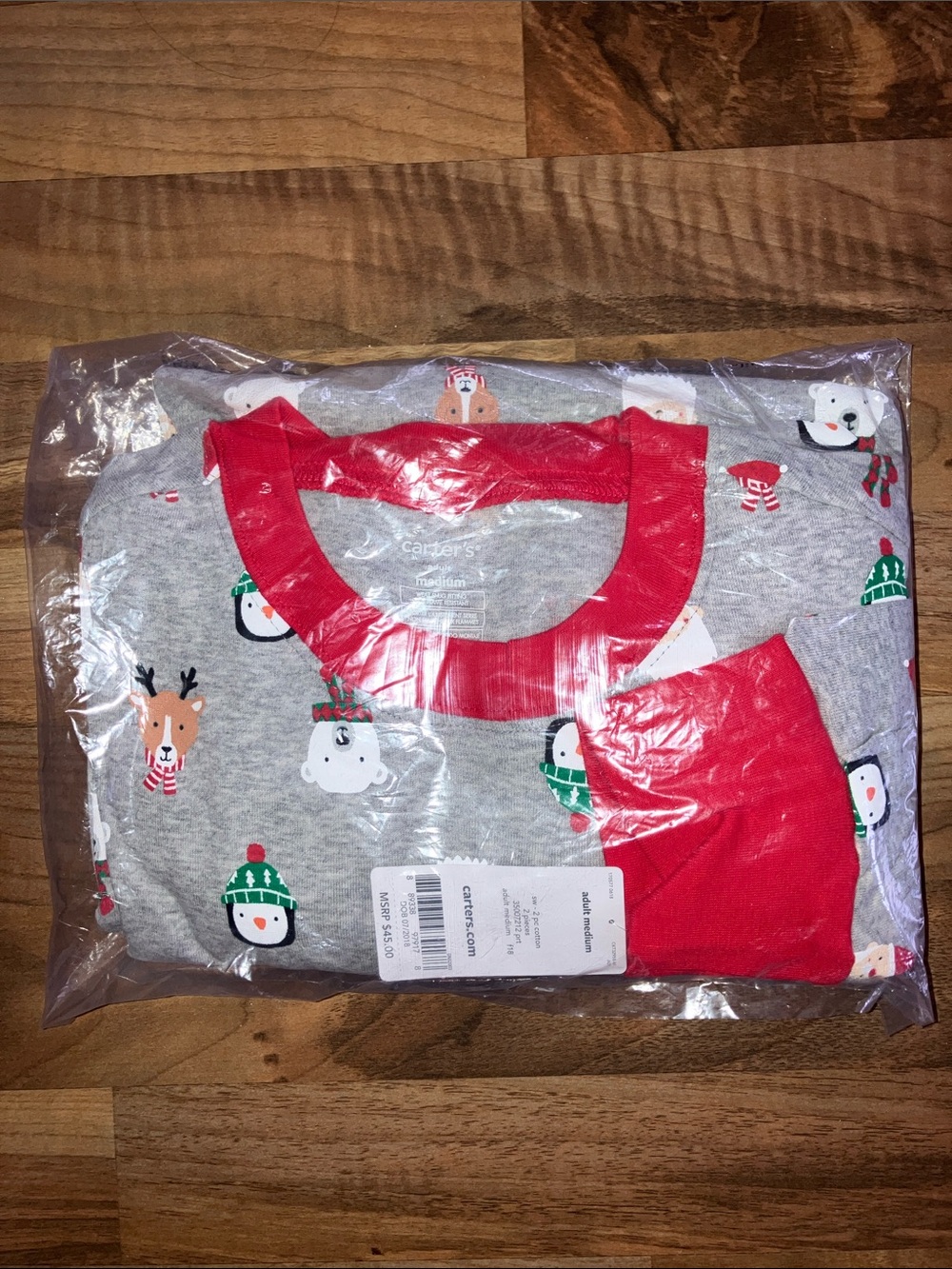 Carters Adult unisex Holiday Christmas animal 2 piece cotton pajama set Sz M New